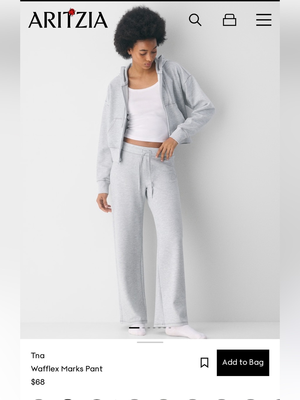 Aritzia Light Gray Waffle-Knit Lounge Pants